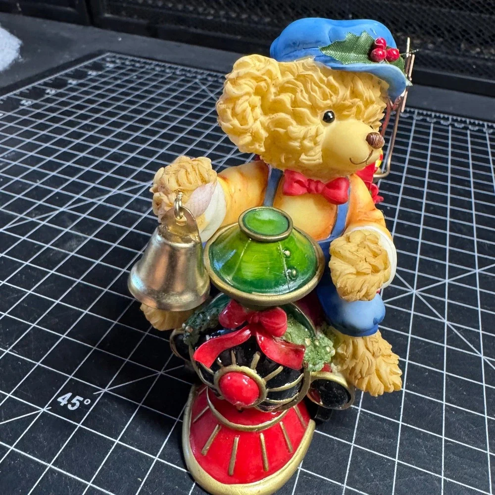 Vtg Robinsons May Christmas Teddy Bear Train Conductor Figurine Holiday Decor